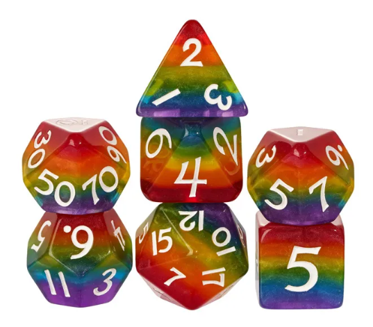 Pride Rainbow Dice Set with Sticker