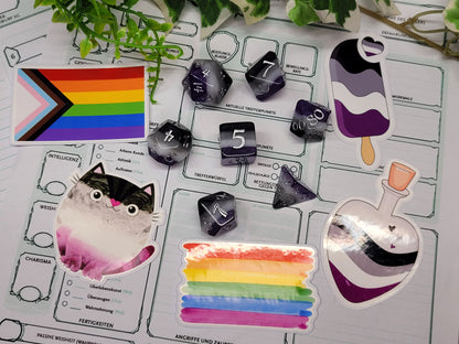 Asexual Pride Würfelset mit Sticker