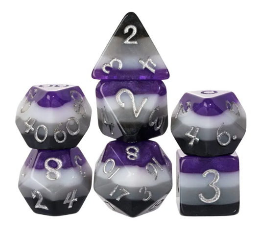 Asexual Pride Dice Set with Sticker