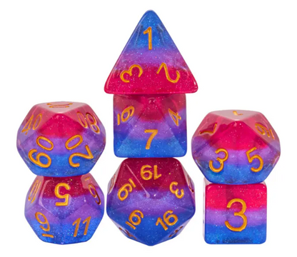 Bisexual Pride Dice Set with Sticker