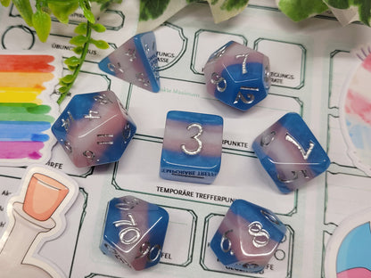 Transgender Pride Dice Set with Sticker