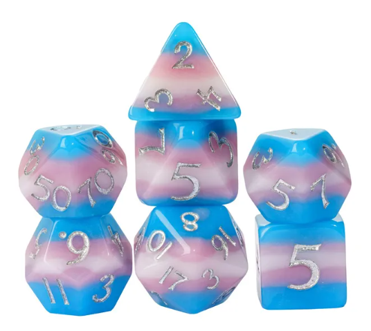 Transgender Pride Dice Set with Sticker