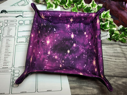 Purple Galaxy foldable dice mat L