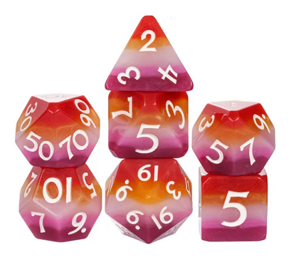 Lesbian Pride Dice Set with Stickers