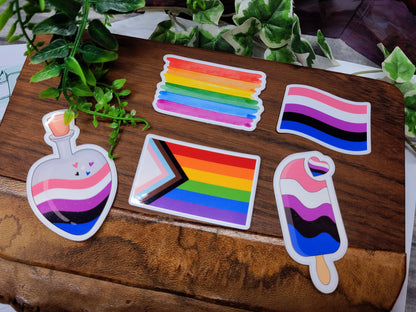 Genderfluid Pride Würfelset mit Sticker