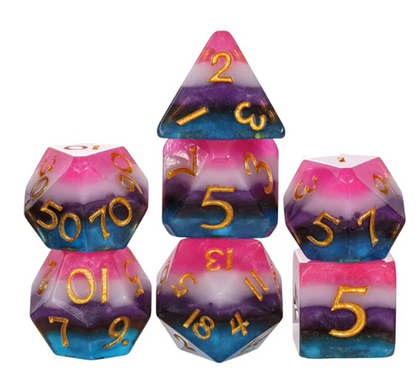 Genderfluid Pride dice set with stickers