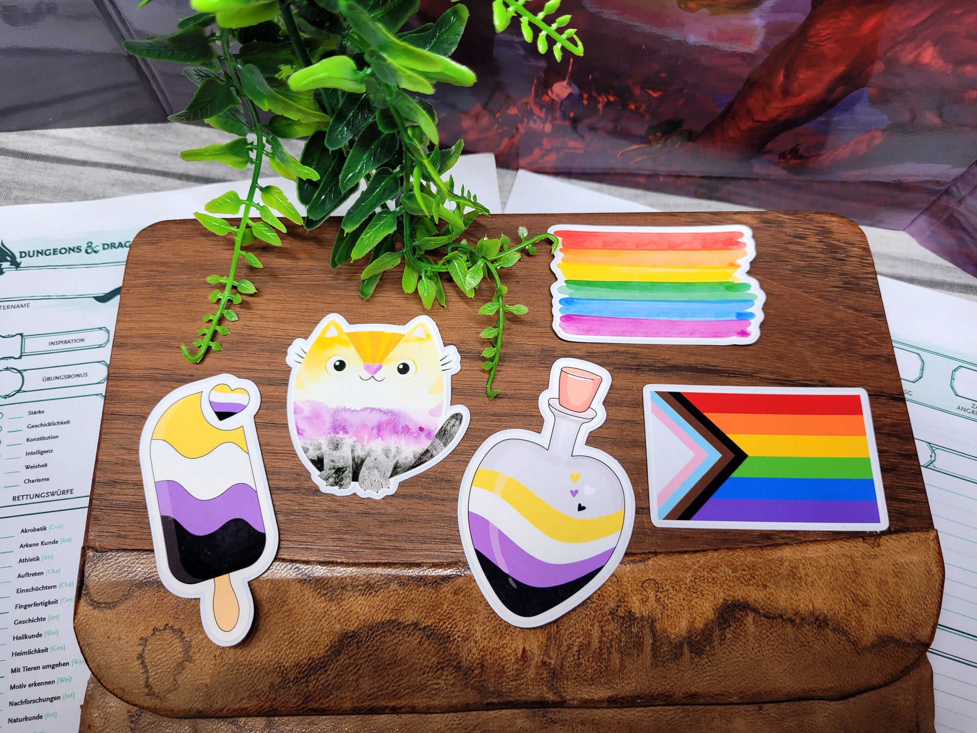 Non-Binary Pride Dice Set with Sticker