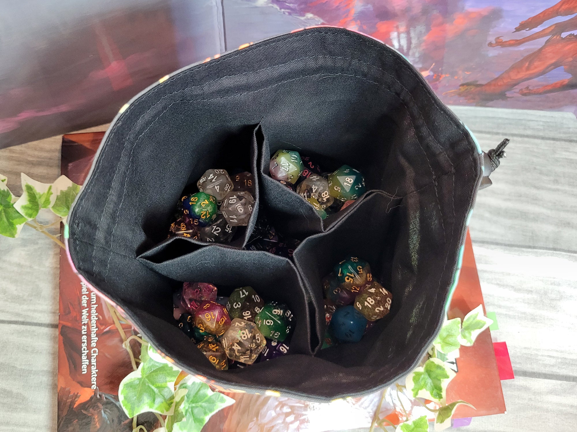 Rainbow Dragons dice bag XXL with compartments