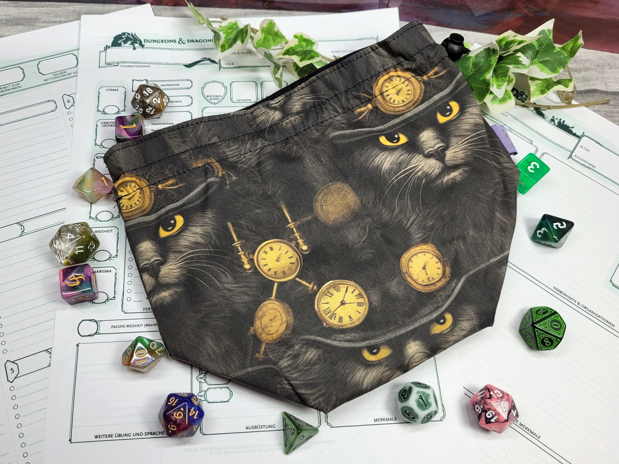 Steampunk Cat Würfelbeutel XXL mit Unterteilungen