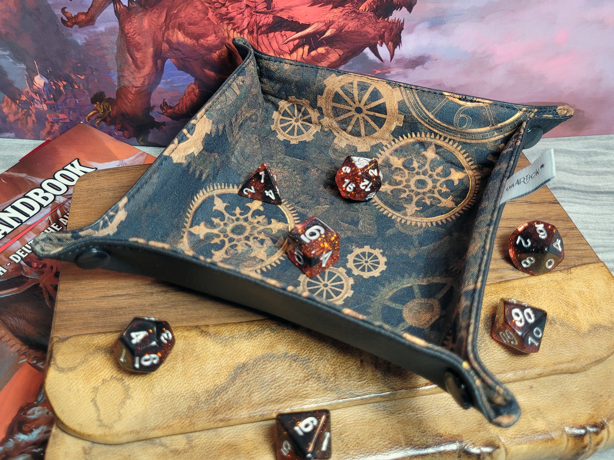 Steampunk foldable dice mat