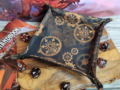 Steampunk foldable dice mat