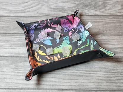 Rainbow Dragons foldable dice mat L