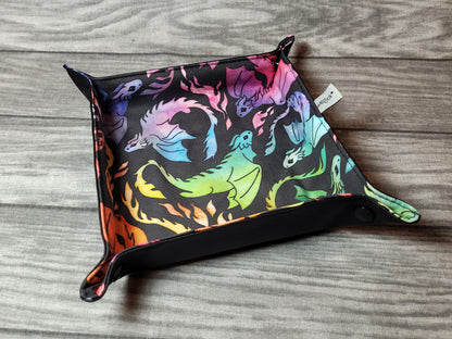 Rainbow Dragons foldable dice mat L