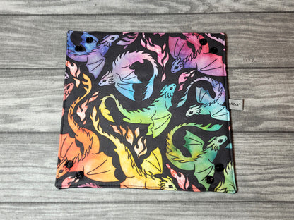 Rainbow Dragons foldable dice mat L