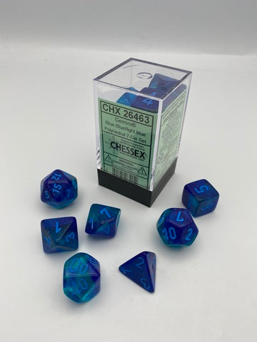 Gemini® Blue-Blue/light blue Luminary™ Polyhedral 7-Die Set