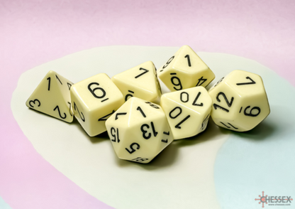 Opaque Polyhedral Pastel Yellow/black 7-Die Set