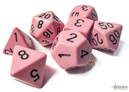 Opaque Polyhedral Pastel Pink/black Polyhedral 7-Die Set