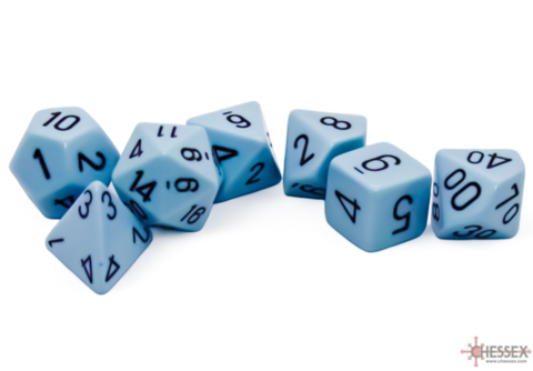 Opaque Polyhedral Pastel Blue/black 7-Die Set