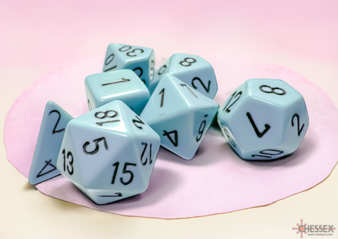 Opaque Polyhedral Pastel Blue/black 7-Die Set