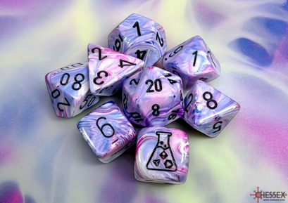 Lab Dice™: Festive Hydrangea/black Polyhedral 7+1-Die Set