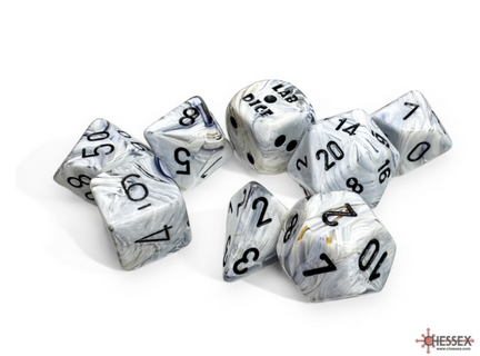 Lab Dice™: Marble Calcite/blue Polyhedral 7+1-Die Set