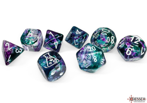 Lab Dice™: Nebula Flourite/white Polyhedral Polyhedral 7+1-Die Set