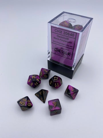 Gemini® Mini-Polyhedral Black-Purple/gold 7-Die Set