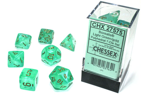 Borealis® Polyhedral Light Green/gold Luminary™ 7-Die Set