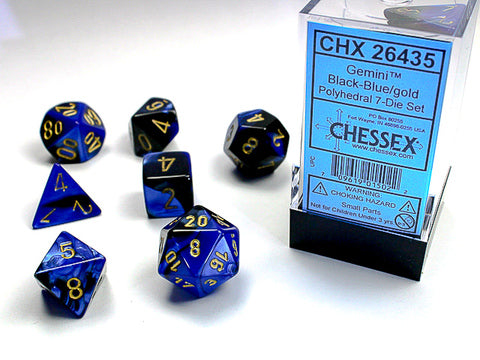 Gemini® Polyhedral Black-Blue/gold 7-Die Set