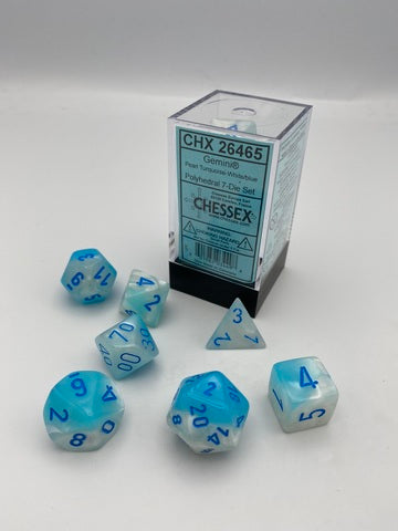 Gemini® Polyhedral Pearl Turquoise-White/blue Luminary™ 7-Die Set