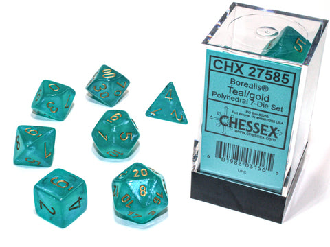 Borealis® Polyhedral Teal/gold Luminary™ 7-Die Set