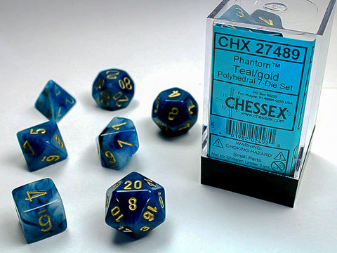 Phantom® Polyhedral Teal/gold 7-Die Set