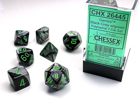 Gemini® Polyhedral Black-Grey/green 7-Die Set