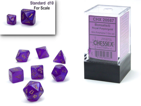 Borealis® Mini-Polyhedral Royal Purple/gold Luminary™7-Die Set