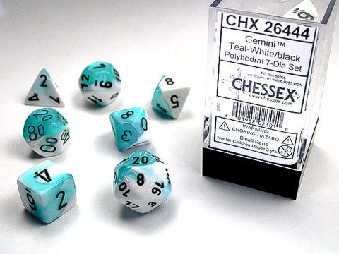 Gemini® Polyhedral Teal-White/black 7-Die Set