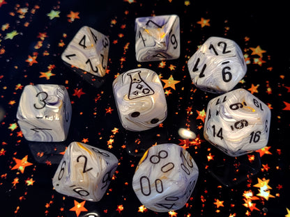 Lab Dice™: Marble Calcite/blue Polyhedral 7+1-Die Set