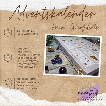 Würfel Adventskalender "Mini Würfelsets" mit 24 Würfelsets