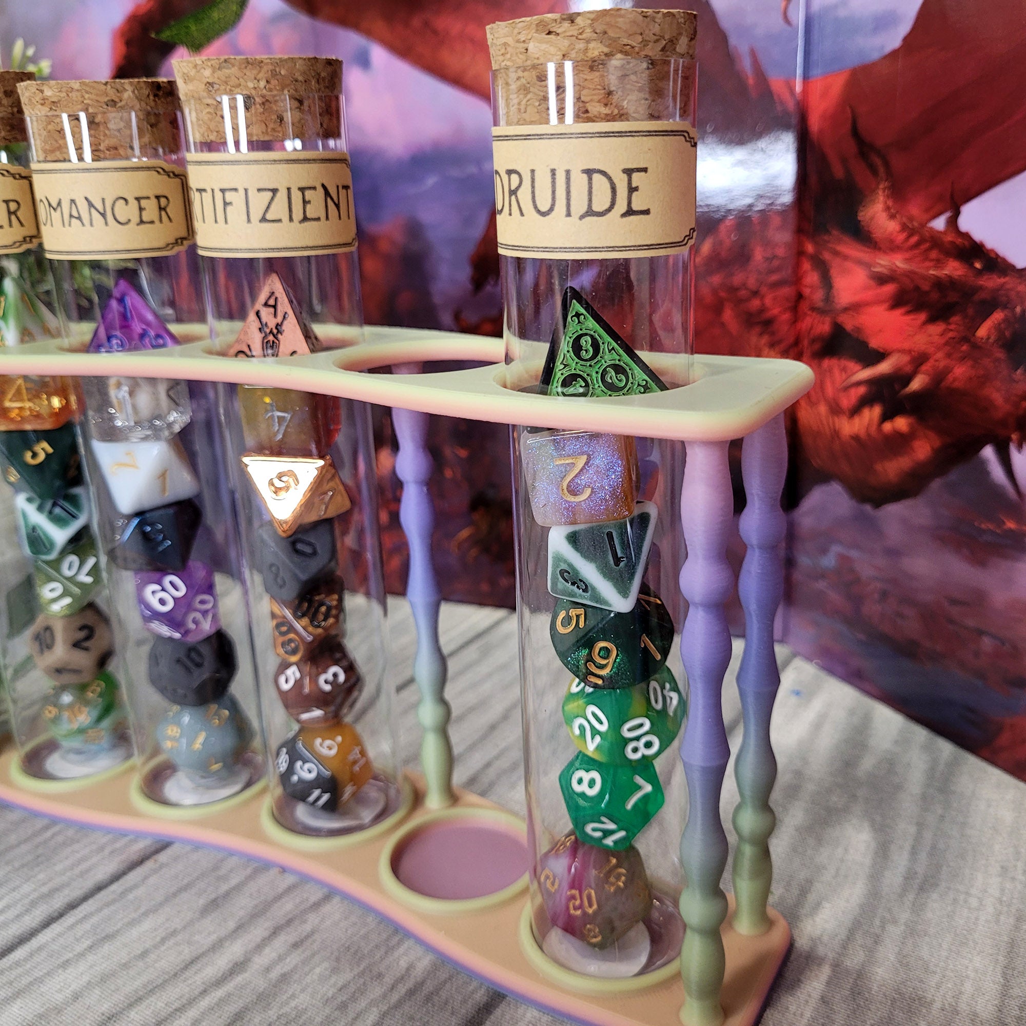 Display for unartick dice theme sets: Fey Pastel