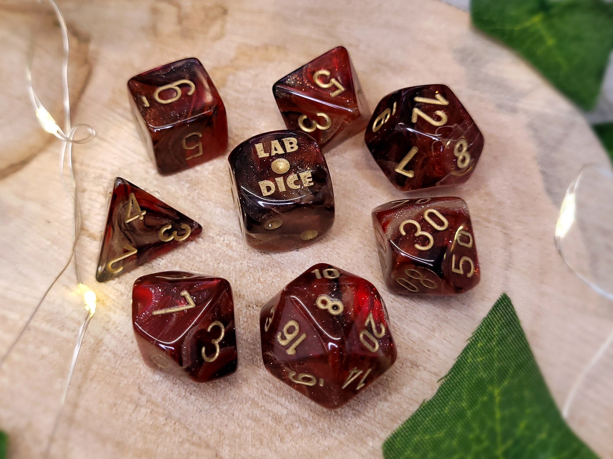 Lab Dice™: Borealis Cosmos/gold Polyhedral 7+1-Die Set