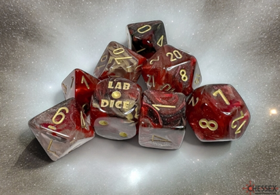 Lab Dice™: Borealis Cosmos/gold Polyhedral 7+1-Die Set