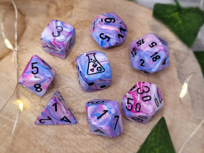 Lab Dice™: Festive Hydrangea/black Polyhedral 7+1-Die Set