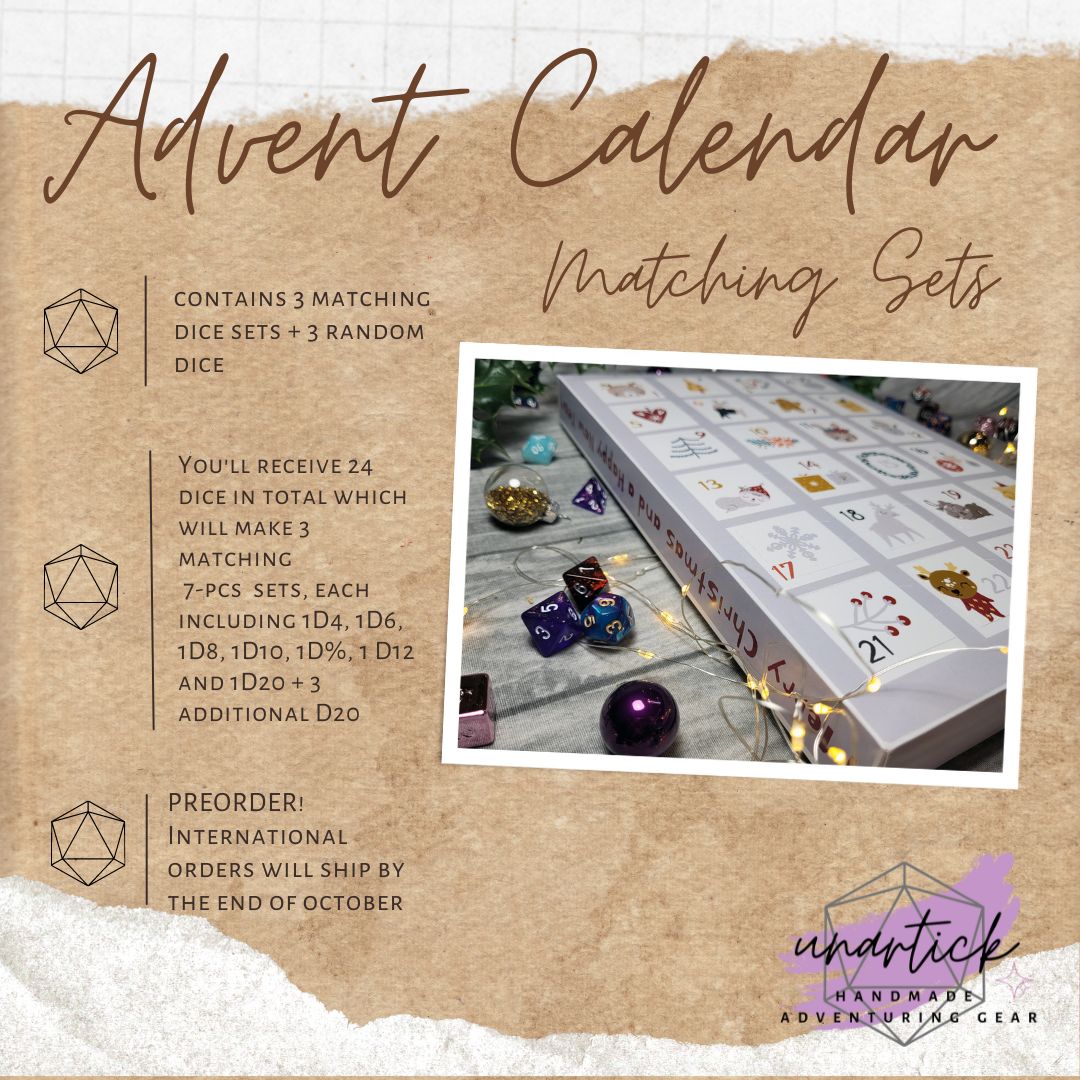 Dice Advent Calendar "Matching Sets" with 3 dice sets