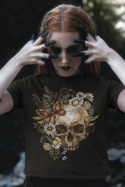 D20 Blumen Skull T-Shirt