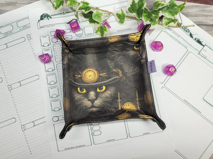 Steampunk Cat foldable dice mat