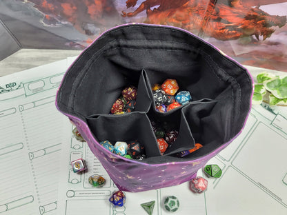 purple Galaxy dice bag XXL with compartments