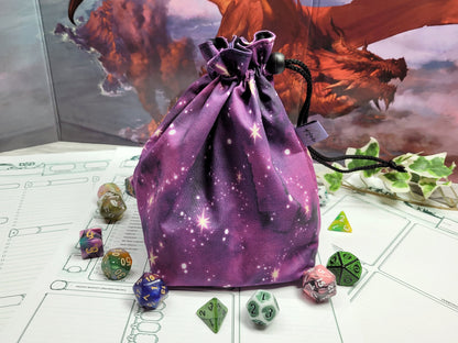 purple Galaxy dice bag XXL with compartments