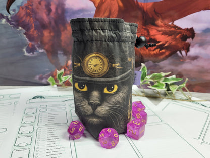 Steampunk Cat Dice Bag S