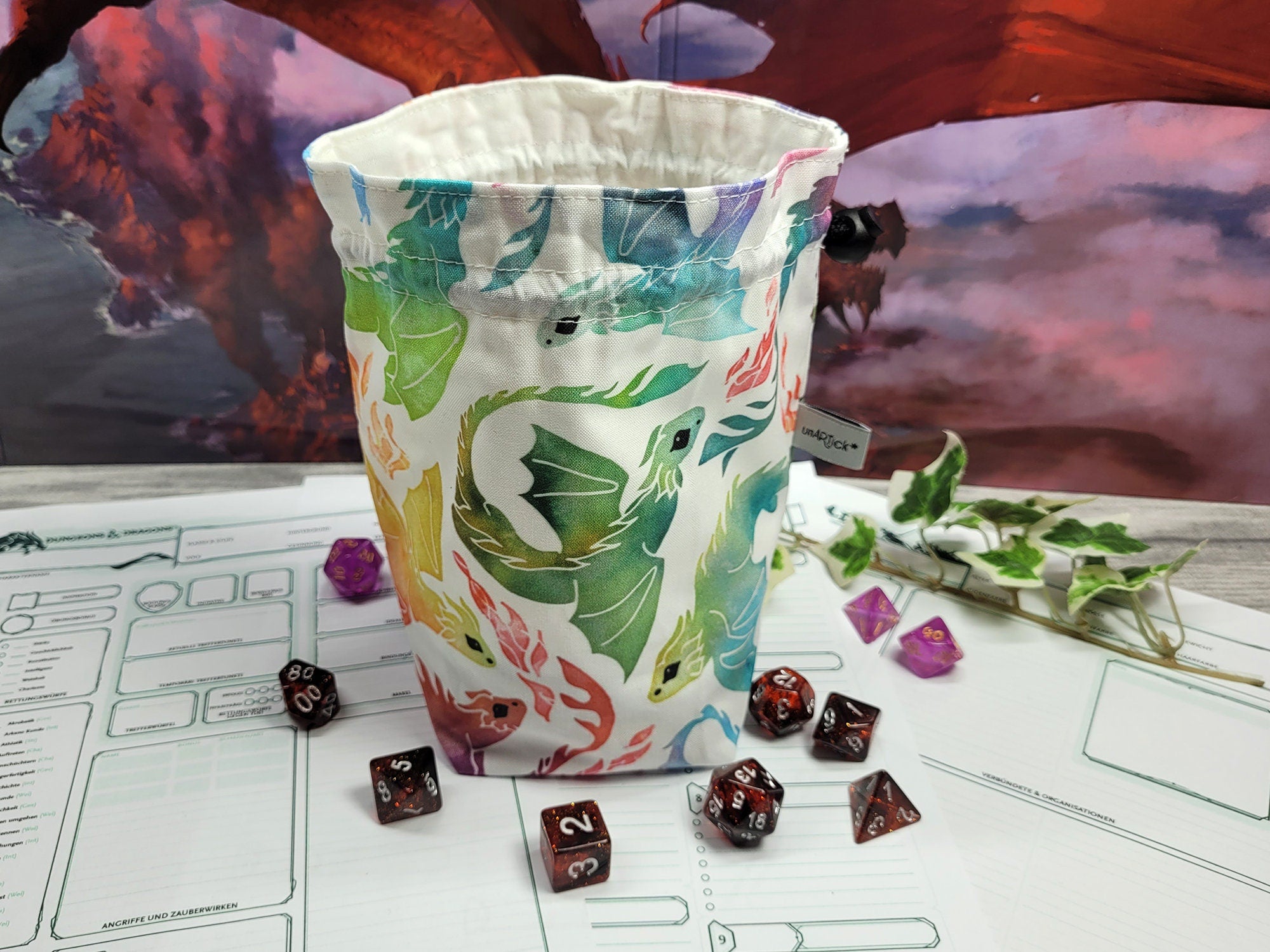 Rainbow Dragons Dice Bag L