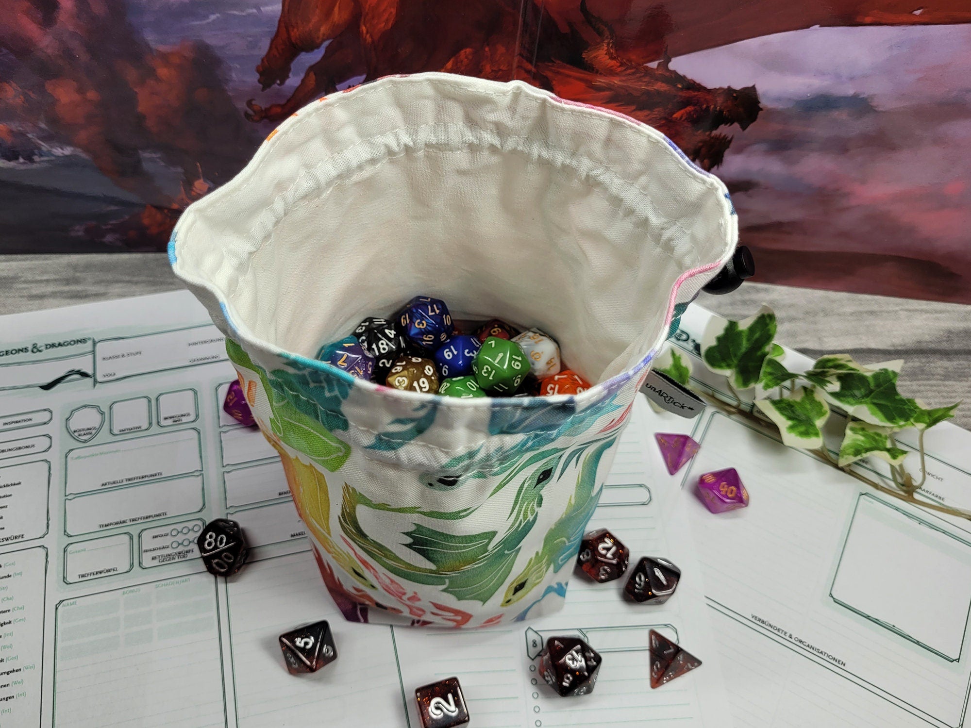 Rainbow Dragons Dice Bag L