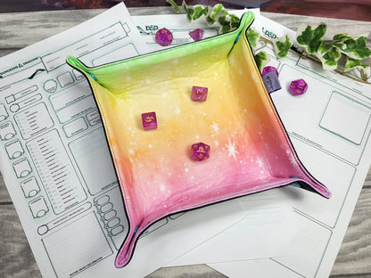 Rainbow Galaxy foldable dice mat L